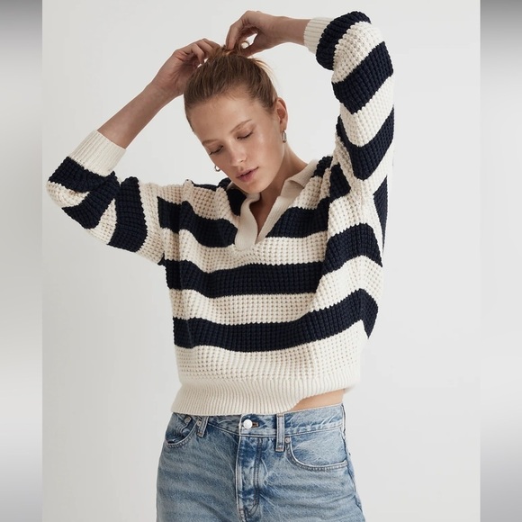 New! Madewell Waffle-Knit Henley Sweater NO178 - Picture 1 of 9